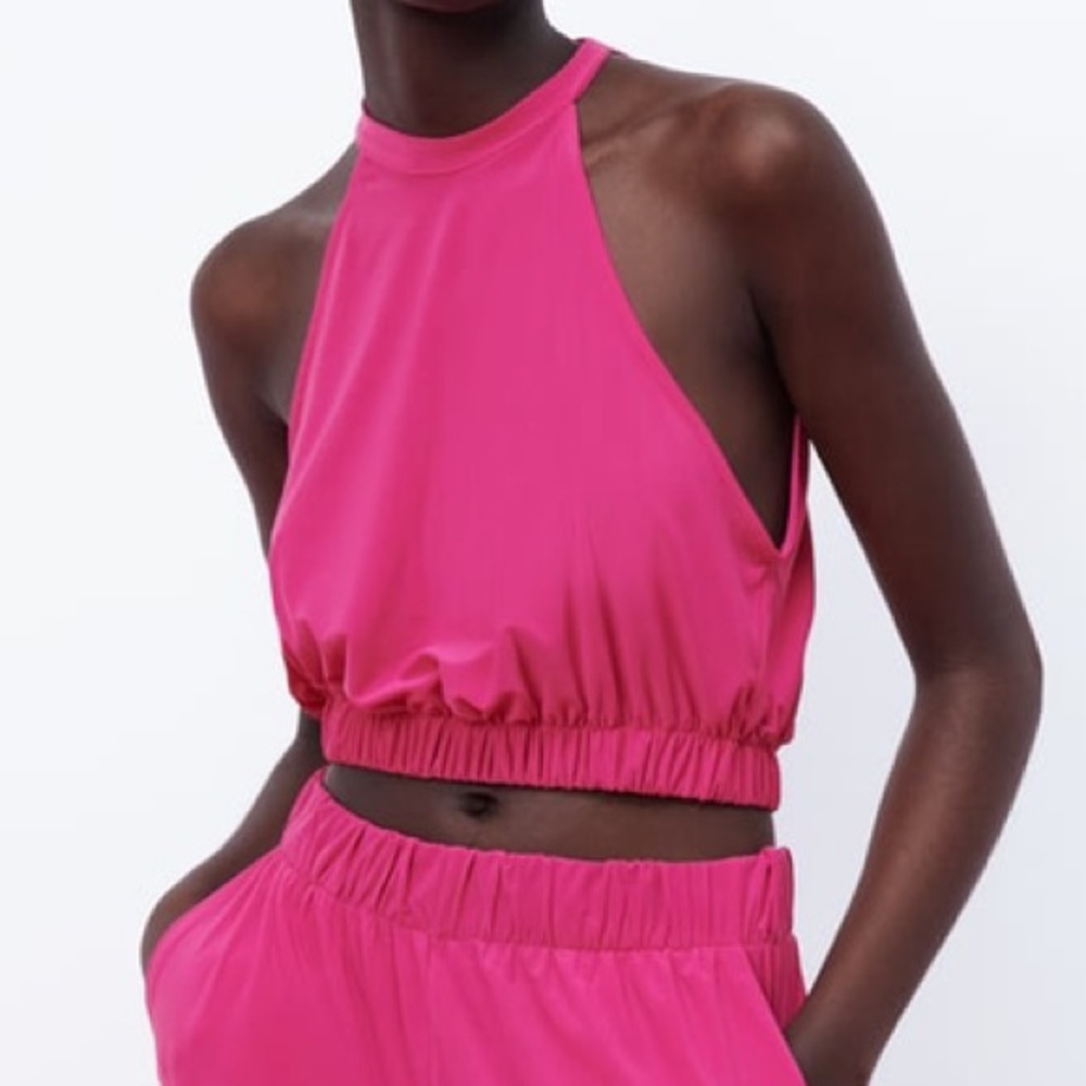 Zara Halter Top - hot pink